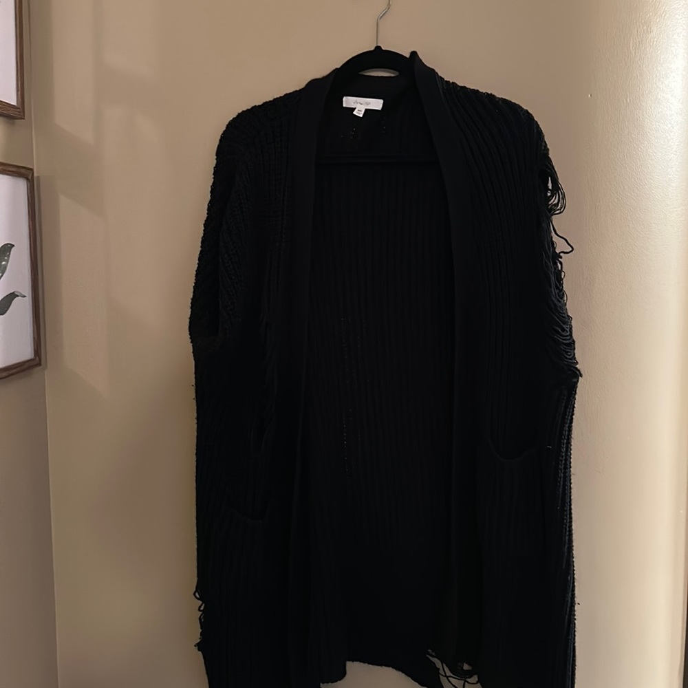 Distressed, black cardigan